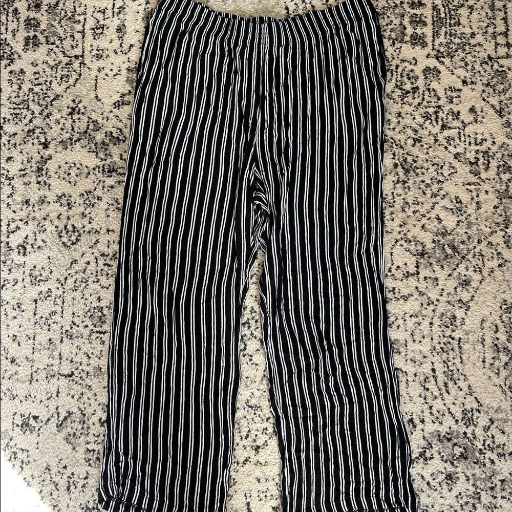 Black and White Striped Women's Pants